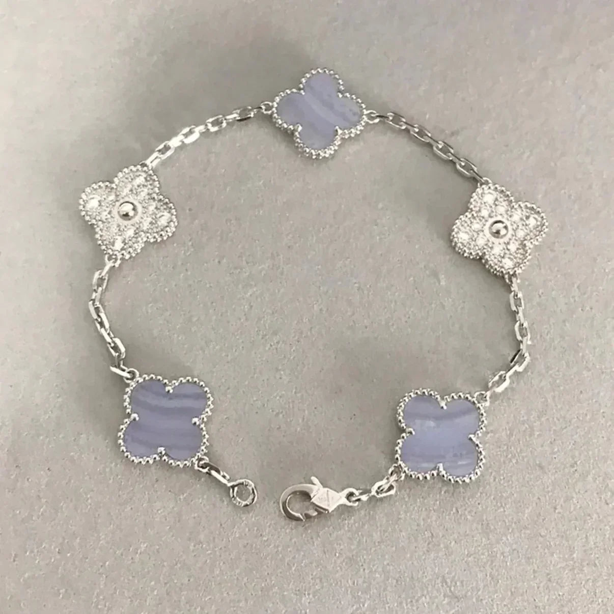 [Sprite Jewelry]New  CLOVER 5 MOTIF PURPLE CHALCEDONY BRACELET COLLECTION