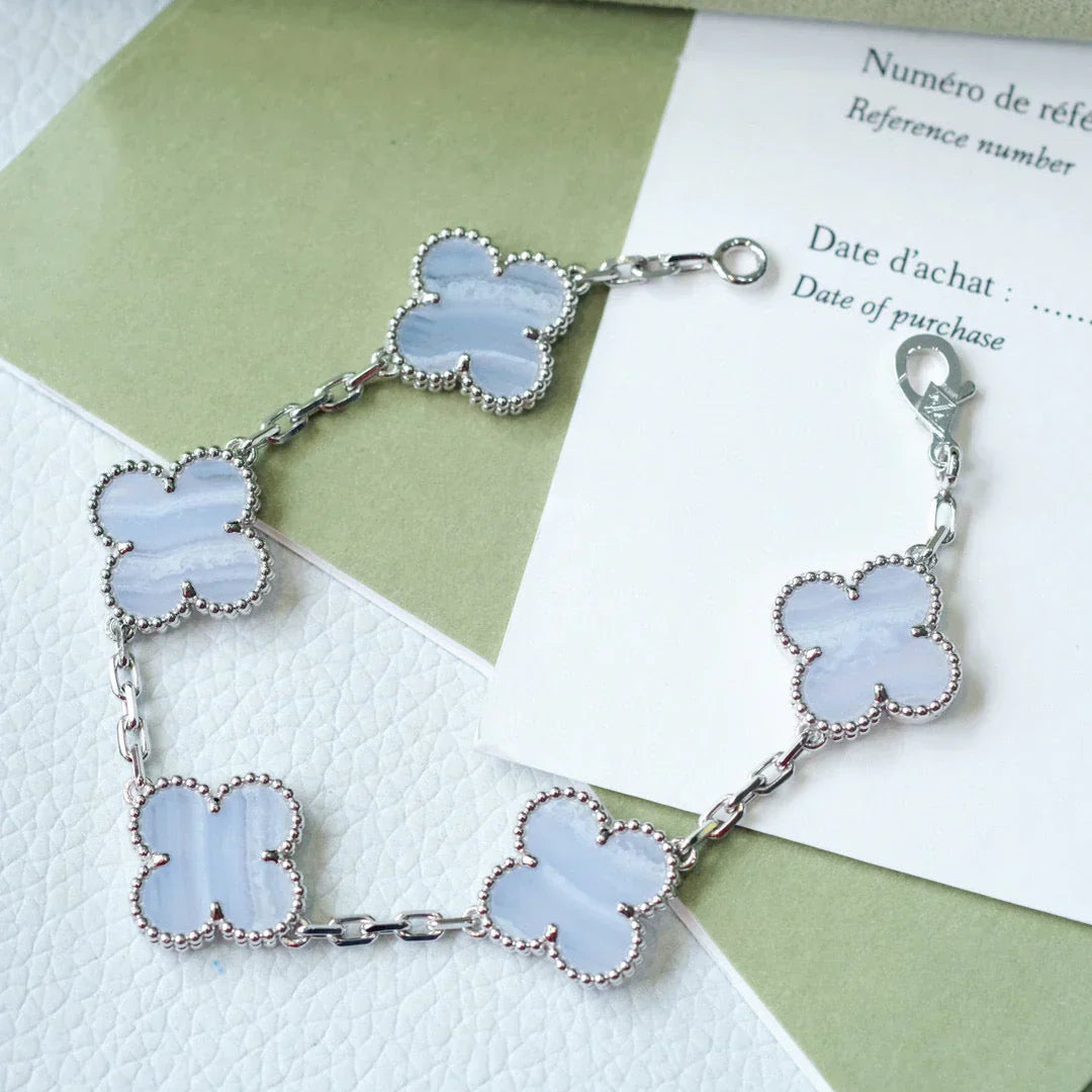 [Sprite Jewelry]New  CLOVER 5 MOTIF PURPLE CHALCEDONY BRACELET COLLECTION