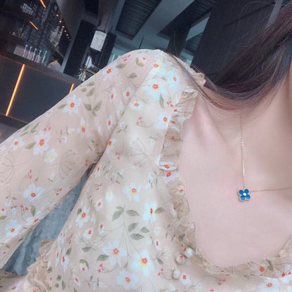 ¡®Sprite Jewelry¡¯CLOVER 15MM DIAMOND AND BLUE AGATE NECKLACE