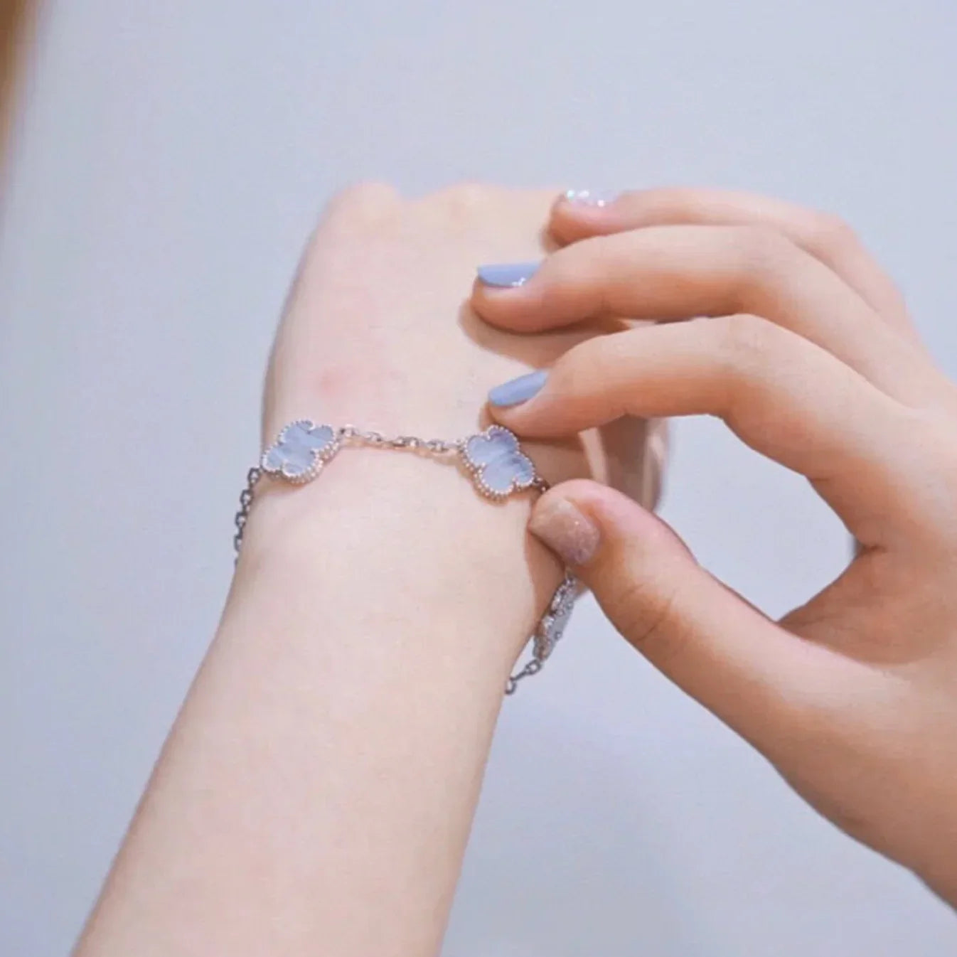 [Sprite Jewelry]New  CLOVER 5 MOTIF PURPLE CHALCEDONY BRACELET COLLECTION