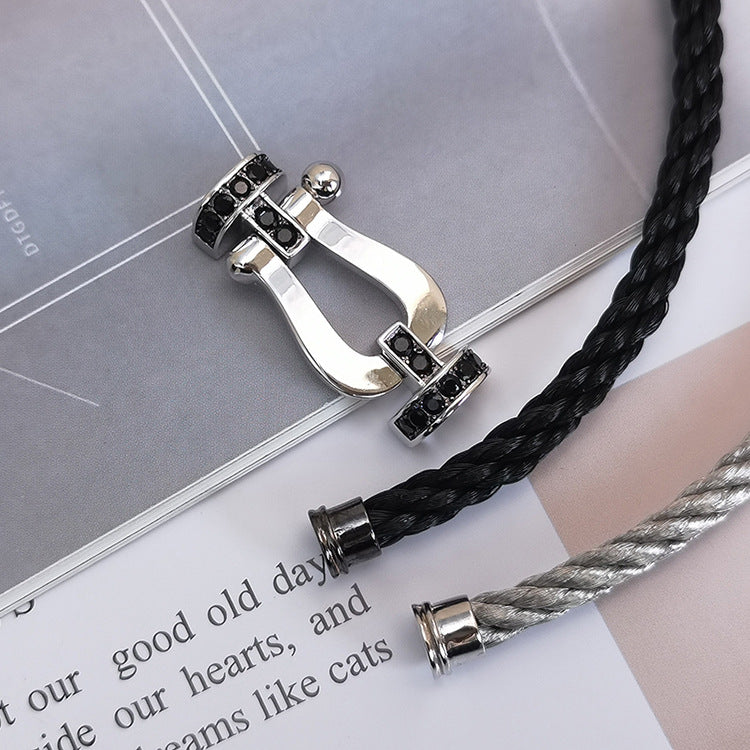 ¡®Sprite Jewelry¡¯FORCE LARGE HORSESHOE BLACK DIAMOND BRACELET SILVER