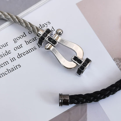 ¡®Sprite Jewelry¡¯FORCE LARGE HORSESHOE BLACK DIAMOND BRACELET SILVER