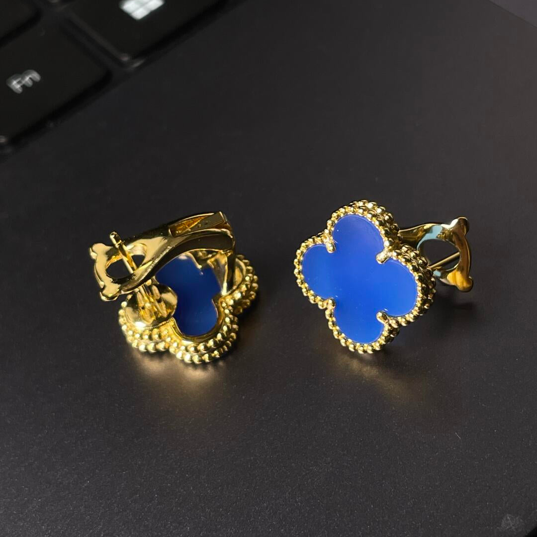 [Sprite Jewelry] CLOVER LARGE (20mm) 1 MOTIFS BLUE MOP STUD EARRINGS