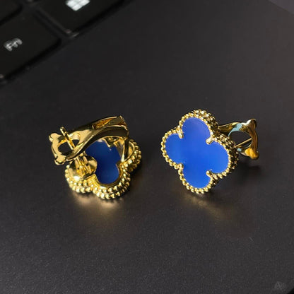 [Sprite Jewelry] CLOVER LARGE (20mm) 1 MOTIFS BLUE MOP STUD EARRINGS