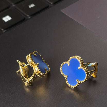 [Sprite Jewelry] CLOVER LARGE (20mm) 1 MOTIFS BLUE MOP STUD EARRINGS