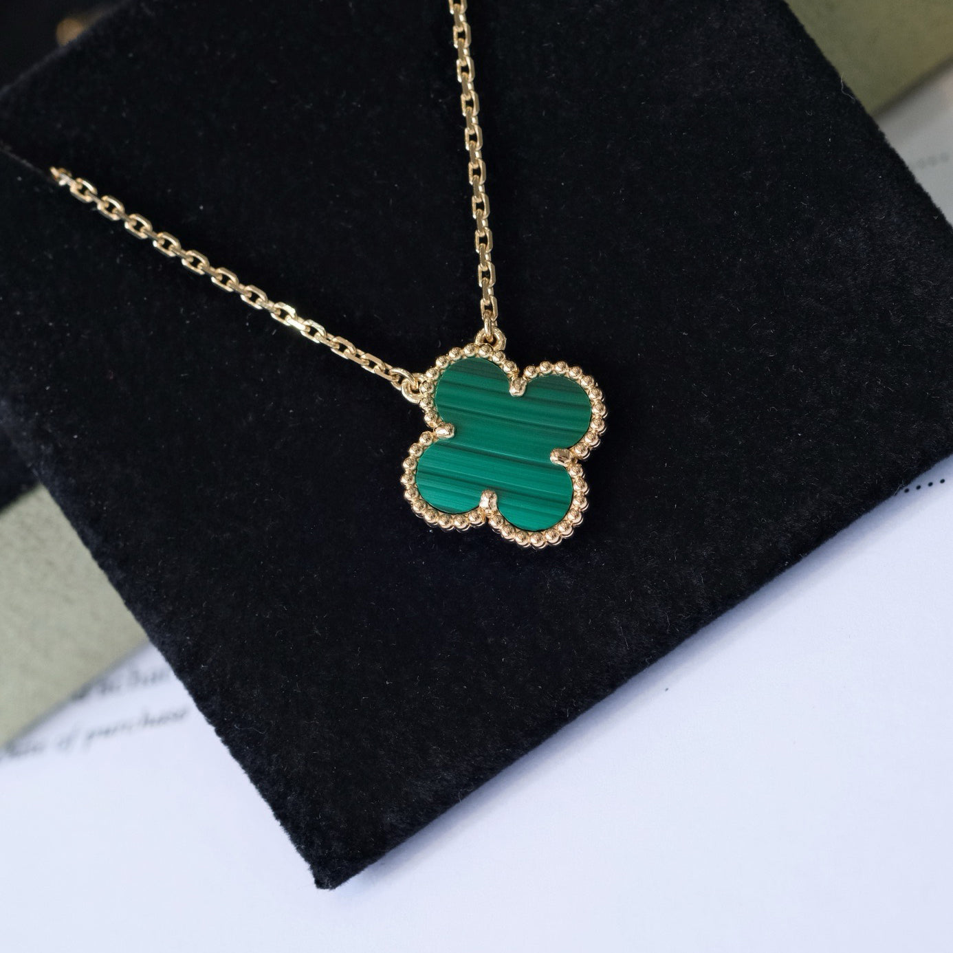 ¡®Sprite Jewelry¡¯CLOVER 15MM MALACHITE SINGLE FLOWER  NECKLACE