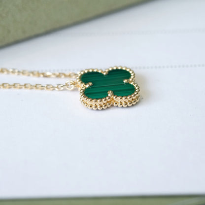 ¡®Sprite Jewelry¡¯CLOVER 15MM MALACHITE SINGLE FLOWER  NECKLACE