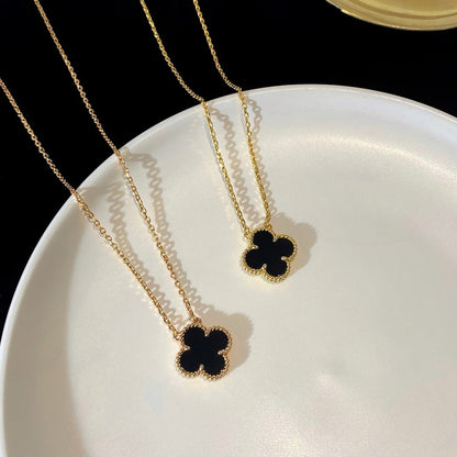 ¡®Sprite Jewelry¡¯CLOVER 15MM BLACK ONYX SINGLE FLOWER NECKLACE