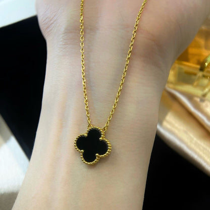 ¡®Sprite Jewelry¡¯CLOVER 15MM BLACK ONYX SINGLE FLOWER NECKLACE