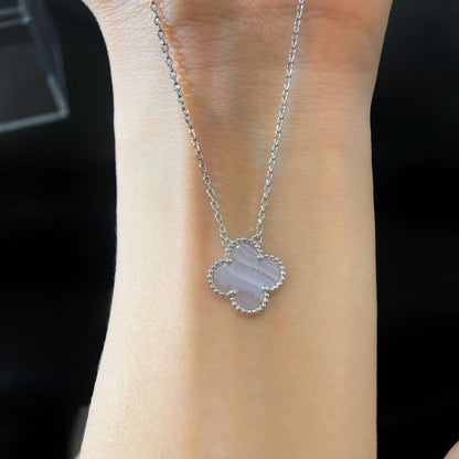 ¡®Sprite Jewelry¡¯CLOVER 15MM BLUE CHALCEDONY NECKLACE SILVER