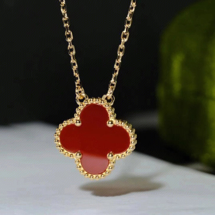 ¡®Sprite Jewelry¡¯CLOVER 15MM CARNELIAN SINGLE FLOWER NECKLACE