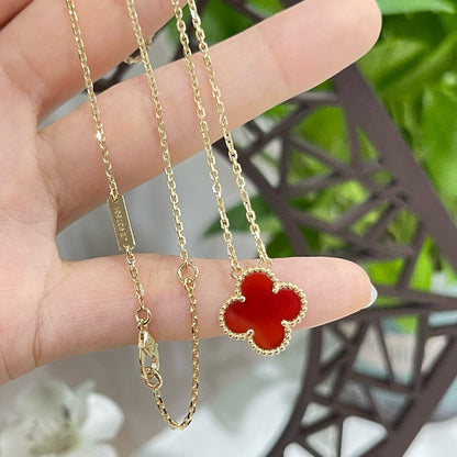 ¡®Sprite Jewelry¡¯CLOVER 15MM CARNELIAN SINGLE FLOWER NECKLACE