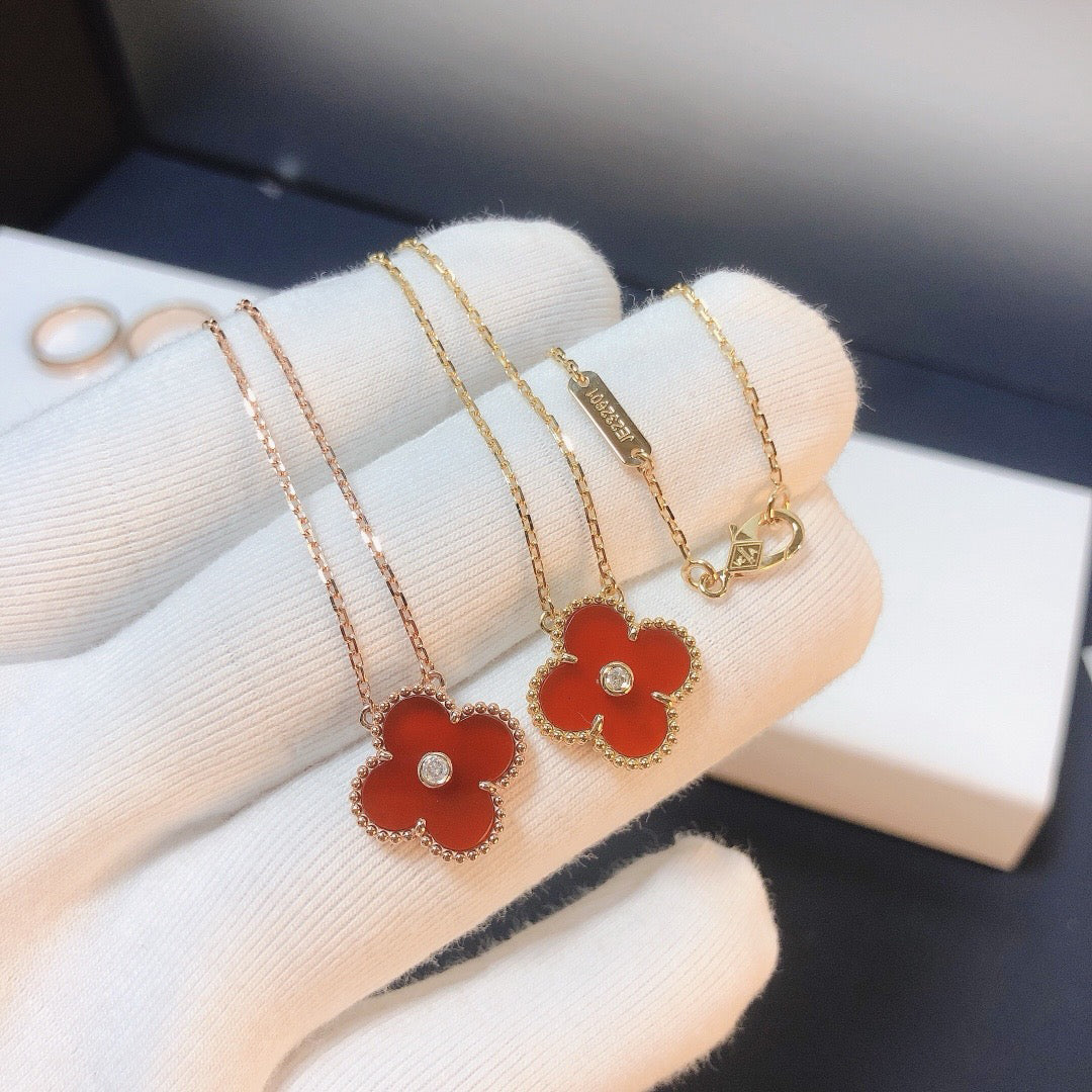 ¡®Sprite Jewelry¡¯CLOVER 15MM DIAMOND CARNELIAN NECKLACE
