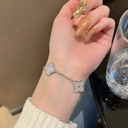 [Sprite Jewelry]New  CLOVER 5 MOTIF PURPLE CHALCEDONY BRACELET COLLECTION