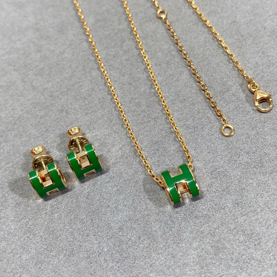 ¡®Sprite Jewelry¡¯POP H GREEN NECKLACE SILVER AND GOLD
