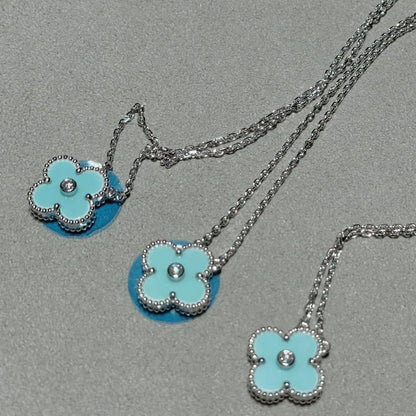 ¡®Sprite Jewelry¡¯CLOVER 1 DIAMOND LIGHT BLUE SILVER NECKLACE