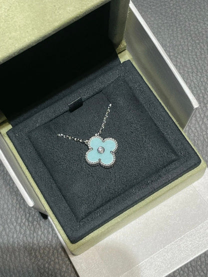 ¡®Sprite Jewelry¡¯CLOVER 1 DIAMOND LIGHT BLUE SILVER NECKLACE