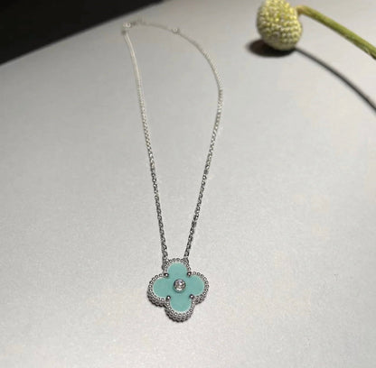 ¡®Sprite Jewelry¡¯CLOVER 1 DIAMOND LIGHT BLUE SILVER NECKLACE