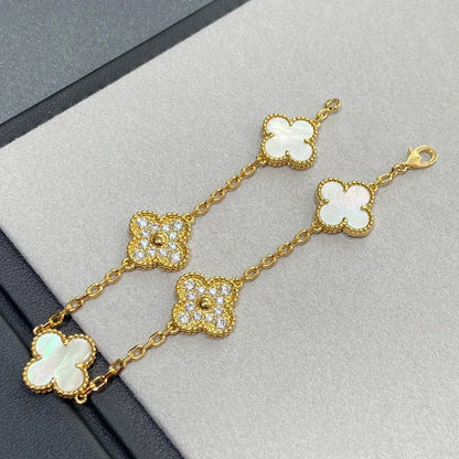 [Sprite Jewelry]New CLOVER WHITE PEARL MOP 5 MOTIF BRACELET COLLECTION