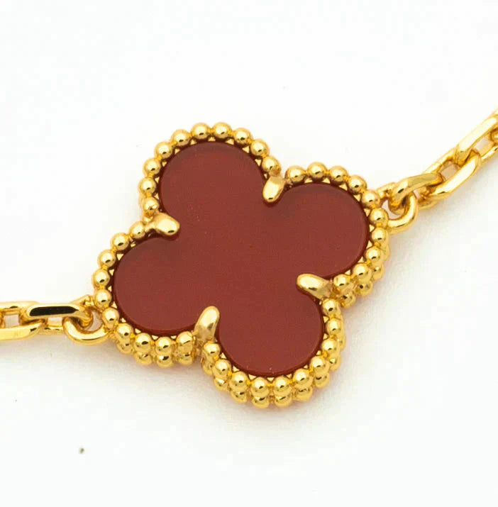 [Sprite Jewelry]New  CLOVER 5 MOTIF RED CORNELIAN BRACELET COLLECTION