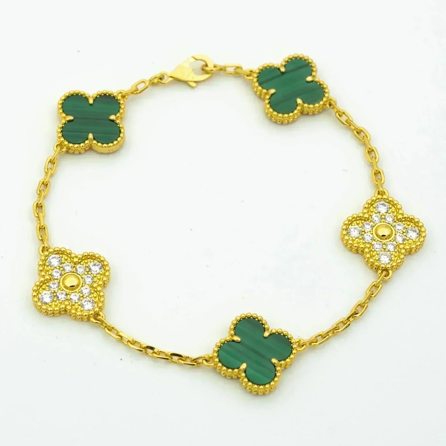 [Sprite Jewelry]New  CLOVER 5 MOTIF MALACHITE BRACELET COLLECTION