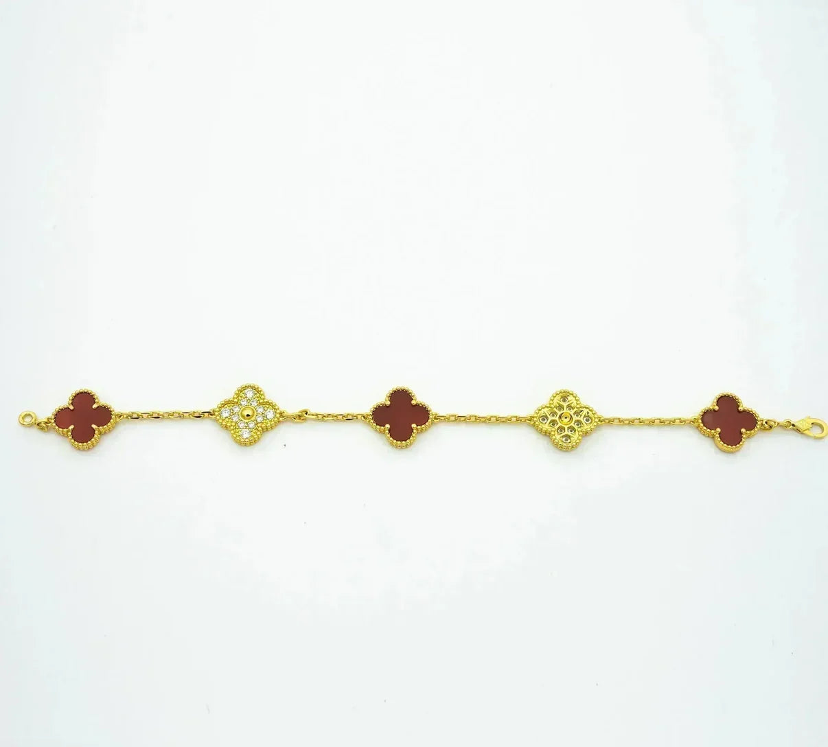[Sprite Jewelry]New  CLOVER 5 MOTIF RED CORNELIAN BRACELET COLLECTION