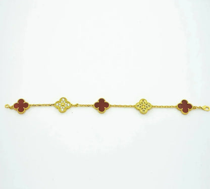 [Sprite Jewelry]New  CLOVER 5 MOTIF RED CORNELIAN BRACELET COLLECTION
