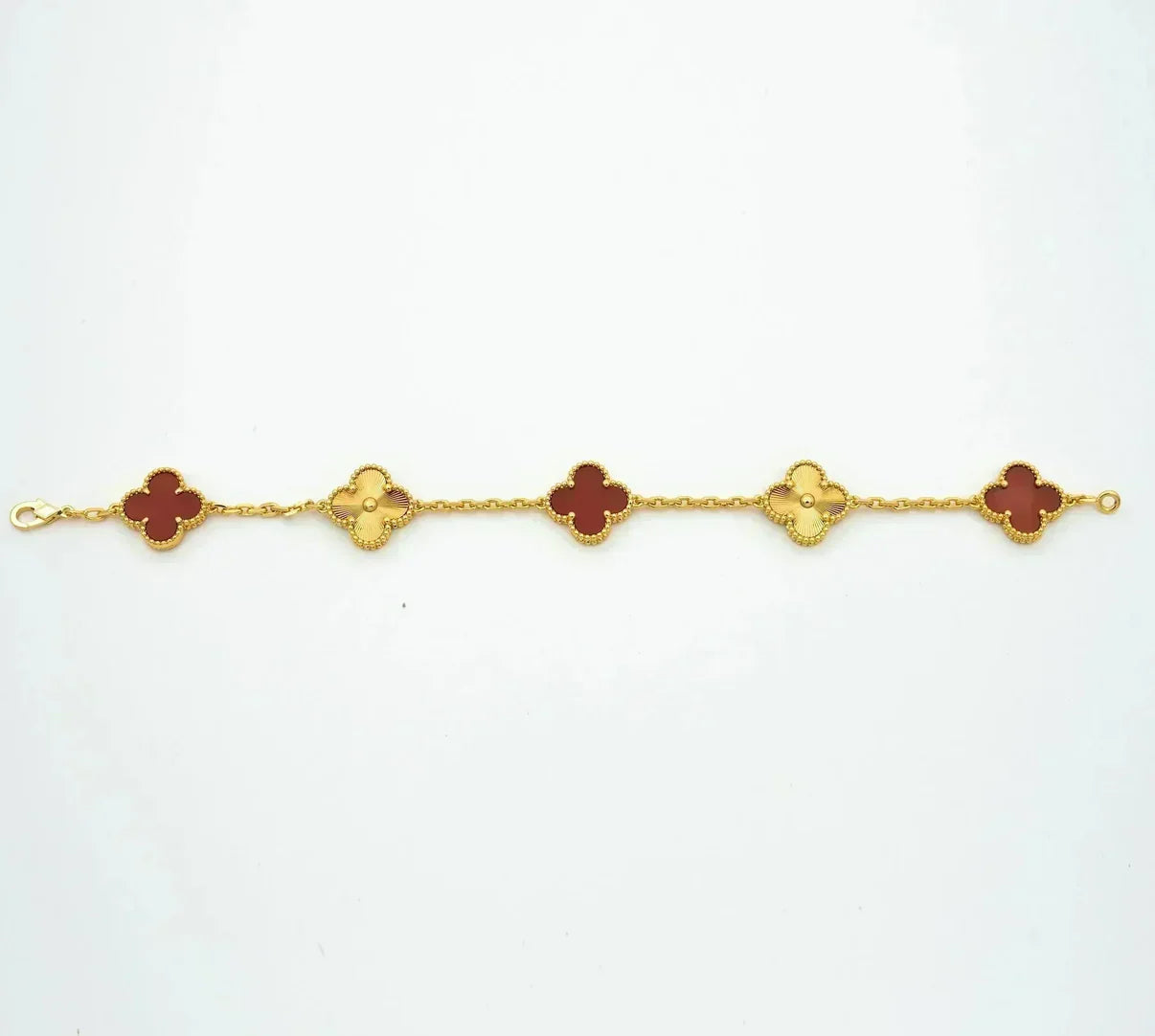[Sprite Jewelry]New  CLOVER 5 MOTIF RED CORNELIAN BRACELET COLLECTION