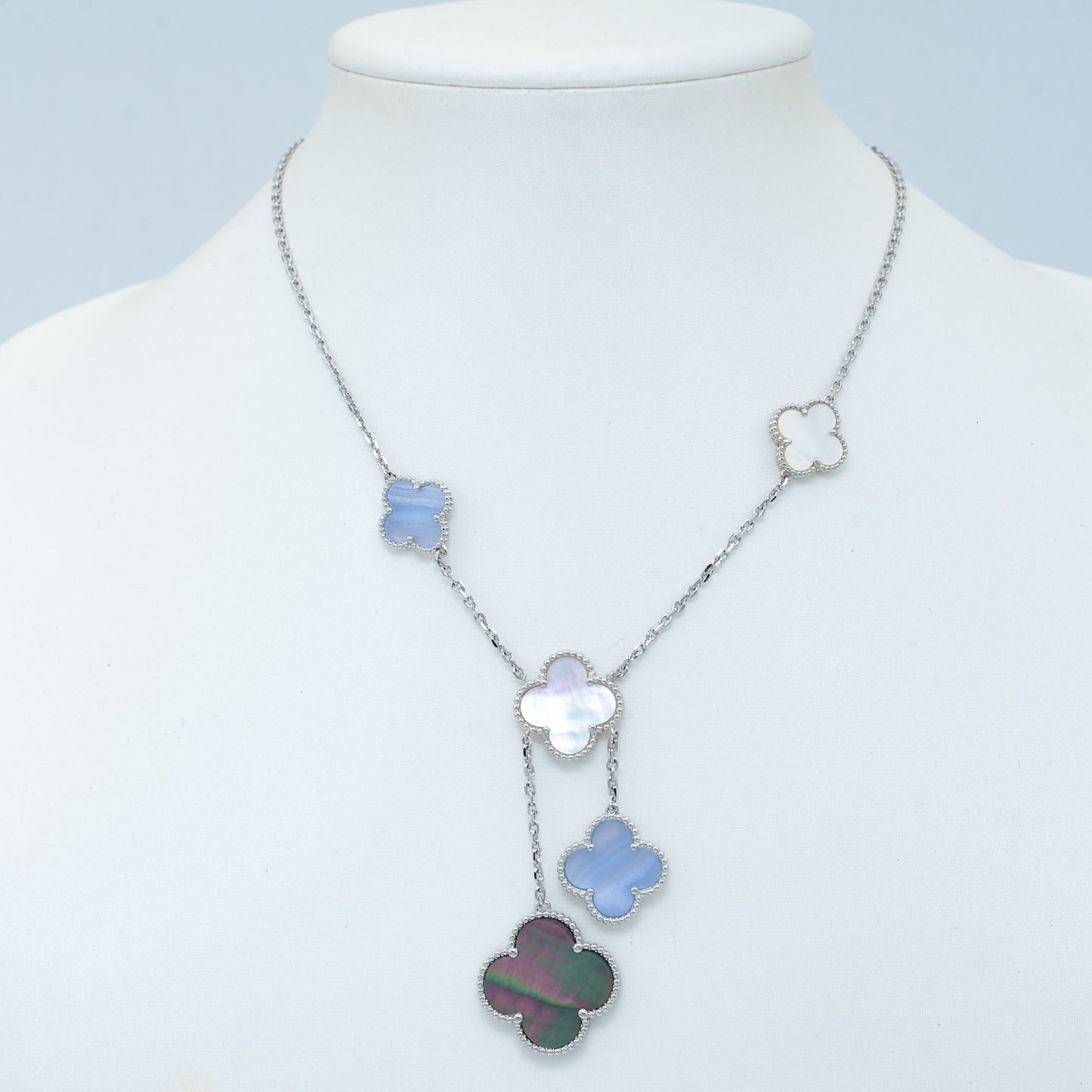¡®Sprite Jewelry¡¯CLOVER MOP CHALCEDONY NECKLACE SILVER 6 MOTIF