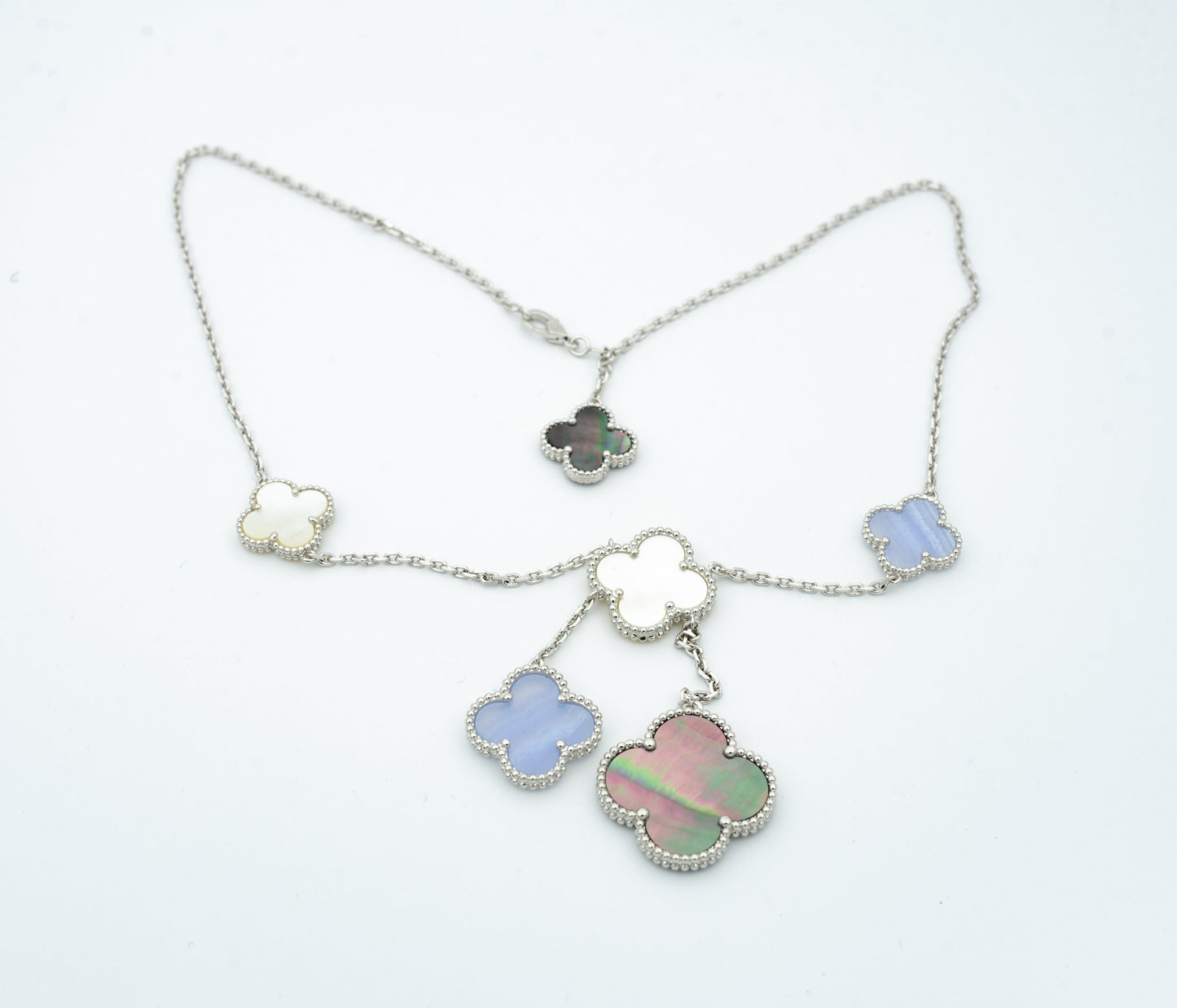 ¡®Sprite Jewelry¡¯CLOVER MOP CHALCEDONY NECKLACE SILVER 6 MOTIF