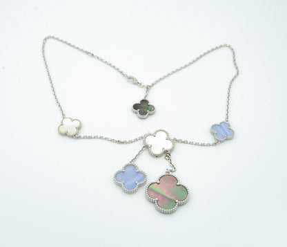 ¡®Sprite Jewelry¡¯CLOVER MOP CHALCEDONY NECKLACE SILVER 6 MOTIF