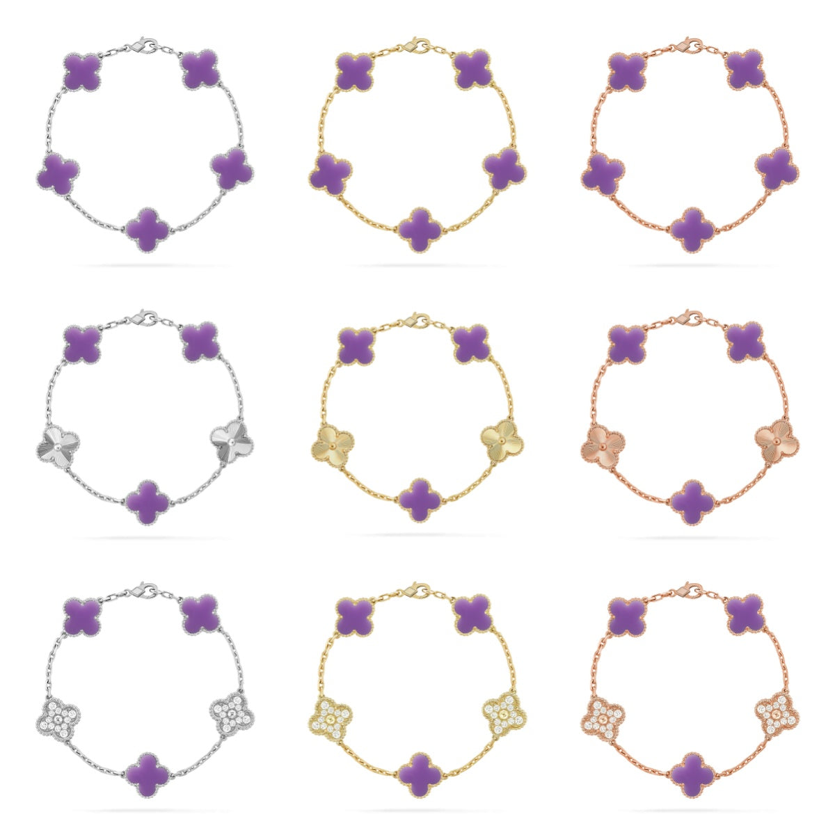 [Sprite Jewelry]New CLOVER 5 MOTIF LIGHT PURPLE BRACELET COLLECTION