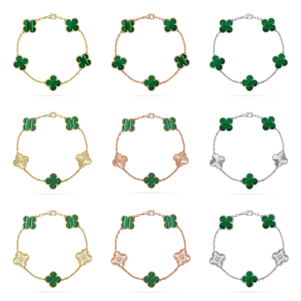 [Sprite Jewelry]New  CLOVER 5 MOTIF MALACHITE BRACELET COLLECTION