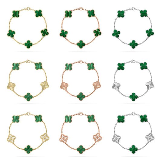 [Sprite Jewelry]New  CLOVER 5 MOTIF MALACHITE BRACELET COLLECTION