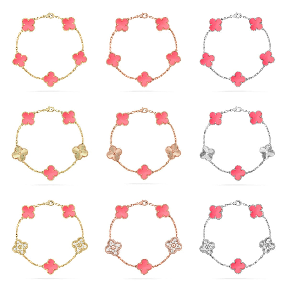 [Sprite Jewelry]New  CLOVER 5 MOTIFS  PINK MOP BRACELET COLLECTION