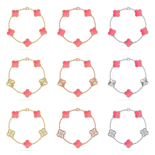 [Sprite Jewelry]New  CLOVER 5 MOTIFS  PINK MOP BRACELET COLLECTION