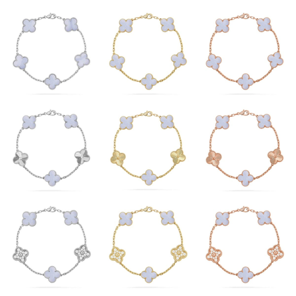 [Sprite Jewelry]New  CLOVER 5 MOTIF PURPLE CHALCEDONY BRACELET COLLECTION
