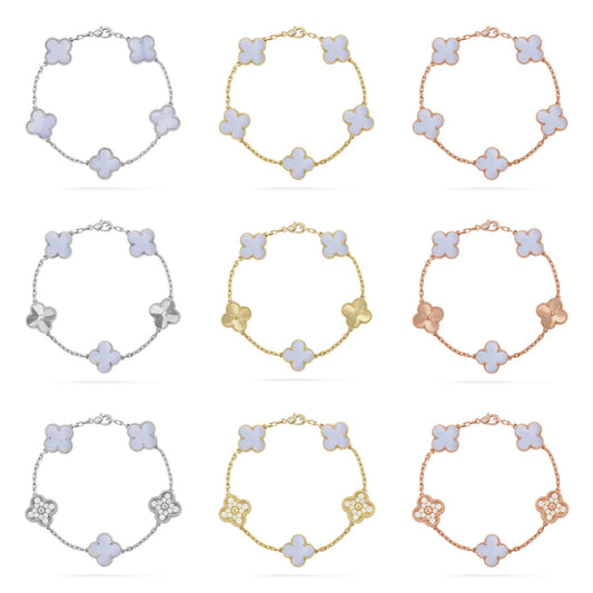 [Sprite Jewelry]New  CLOVER 5 MOTIF PURPLE CHALCEDONY BRACELET COLLECTION