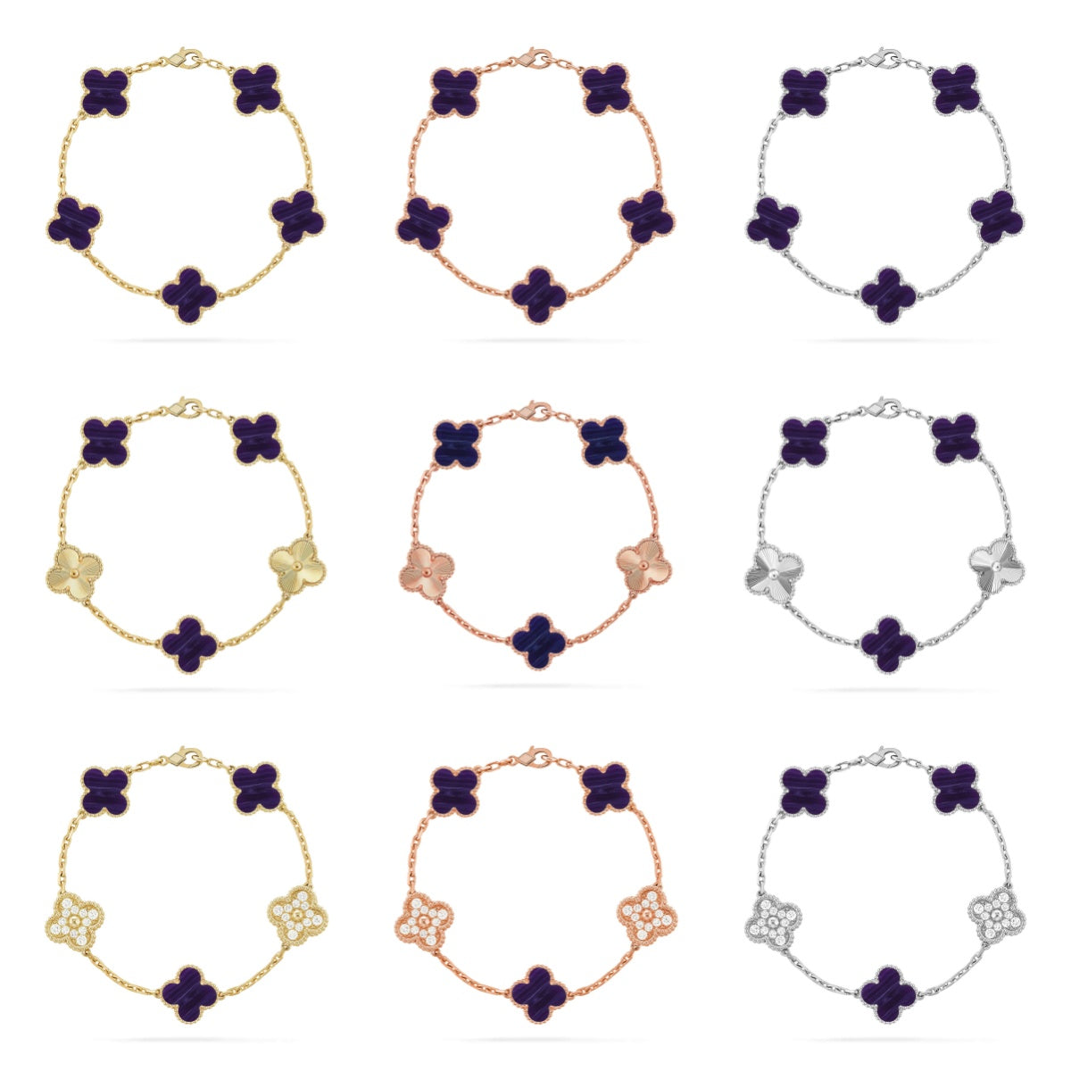 [Sprite Jewelry]New CLOVER 5 MOTIF PURPLE STRIPES BRACELET COLLECTION