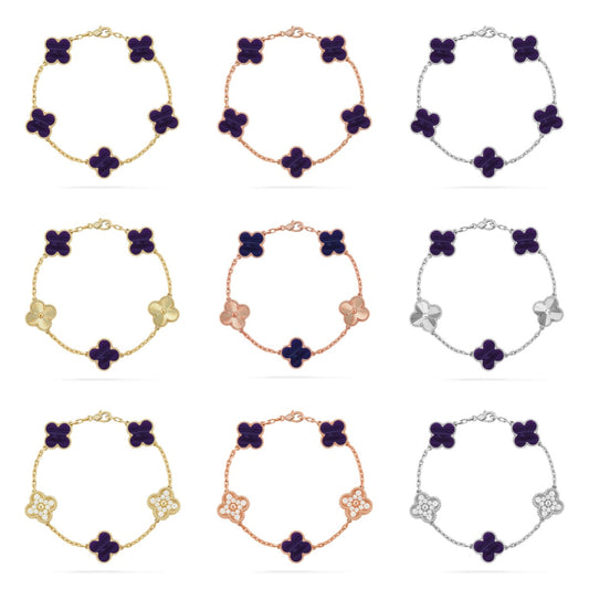 [Sprite Jewelry]New CLOVER 5 MOTIF PURPLE STRIPES BRACELET COLLECTION