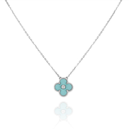 ¡®Sprite Jewelry¡¯CLOVER 1 DIAMOND LIGHT BLUE SILVER NECKLACE