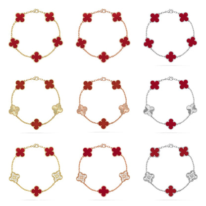 [Sprite Jewelry]New  CLOVER 5 MOTIF RED CORNELIAN BRACELET COLLECTION