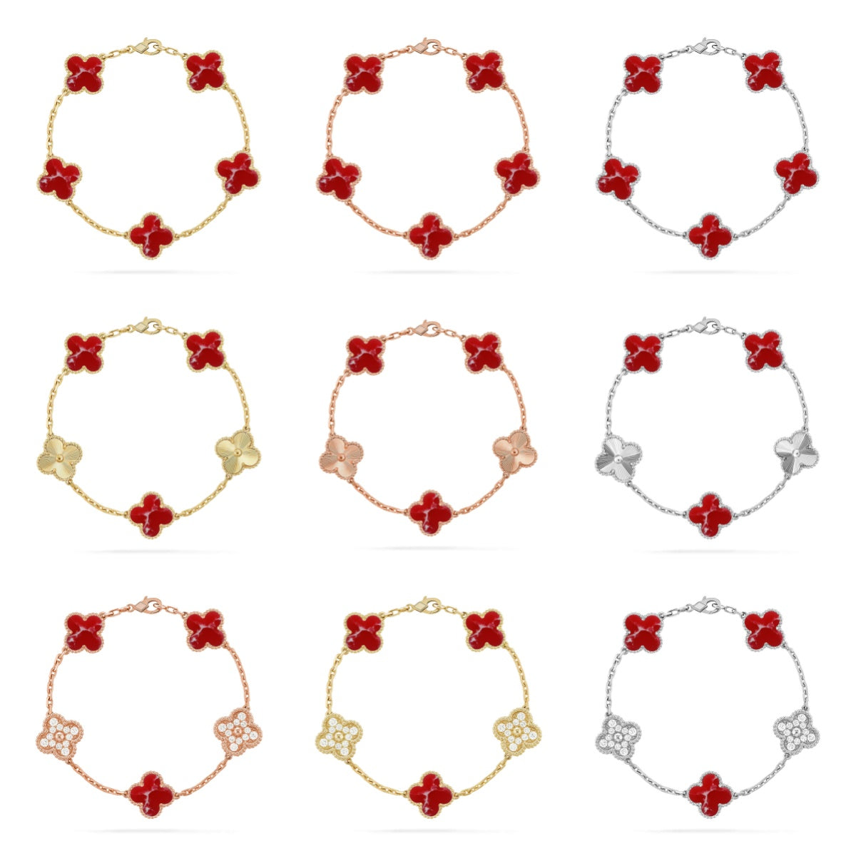 [Sprite Jewelry]New CLOVER 5 MOTIF RED PATTERN BRACELET COLLECTION
