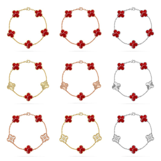 [Sprite Jewelry]New CLOVER 5 MOTIF RED PATTERN BRACELET COLLECTION