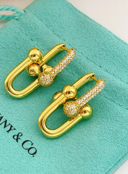 [Sprite Jewelry]TF HORSESHOE BUCKLE DIAMOND EARRINGS