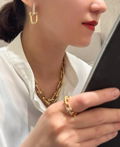[Sprite Jewelry]TF HORSESHOE BUCKLE DIAMOND EARRINGS