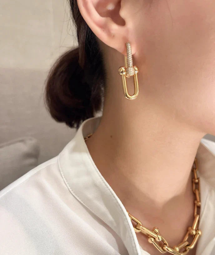 [Sprite Jewelry]TF HORSESHOE BUCKLE DIAMOND EARRINGS