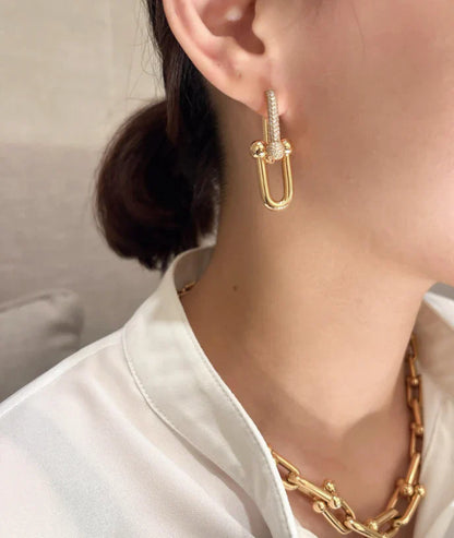 [Sprite Jewelry]TF HORSESHOE BUCKLE DIAMOND EARRINGS
