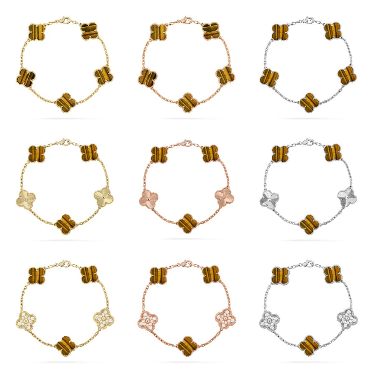 [Sprite Jewelry]New  CLOVER 5 MOTIFS TIGER EYE BRACELET COLLECTION