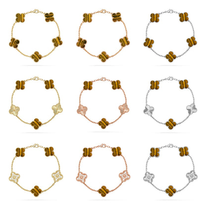 [Sprite Jewelry]New  CLOVER 5 MOTIFS TIGER EYE BRACELET COLLECTION
